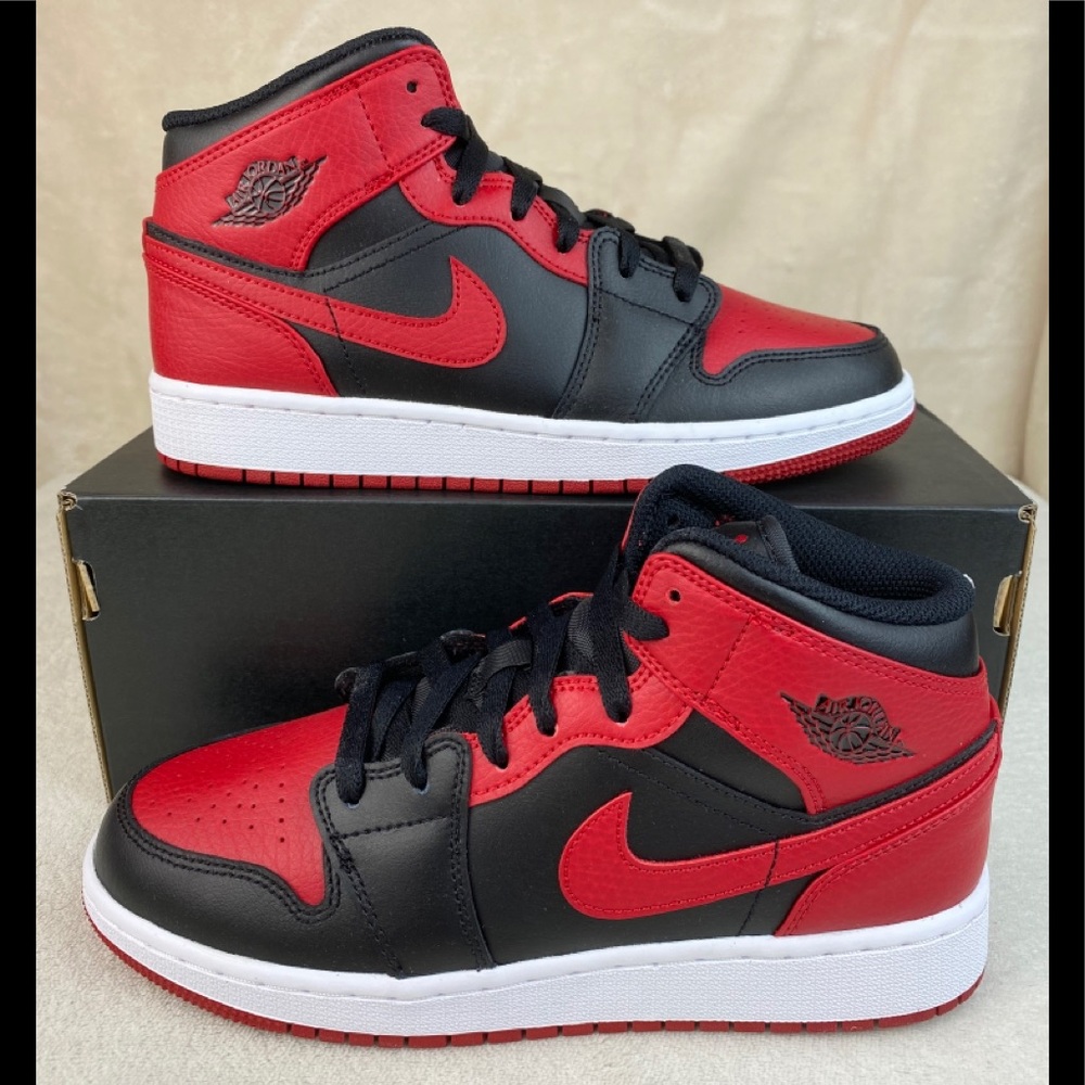 Nike Air Jordan 1 Mid “Banned” Black Gym Red White